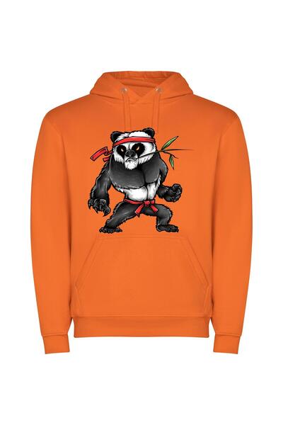 iLovePrints Bamboo Samurai Bear Φούτερ με κουκούλα σε χρώμα Πορτοκαλί