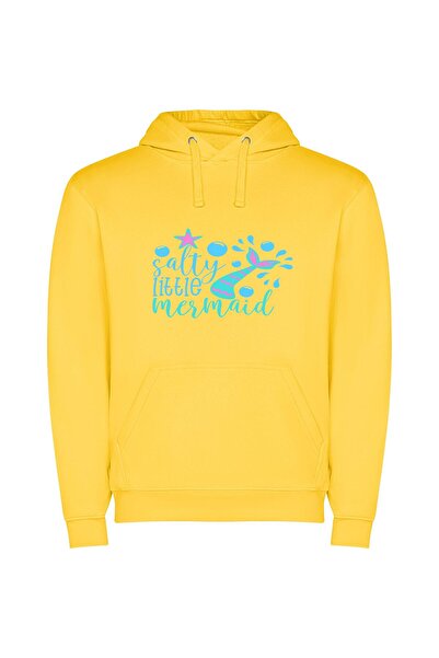 iLovePrints Salty Mermaid's Black Tail Φούτερ με κουκούλα σε χρώμα Κίτρινο