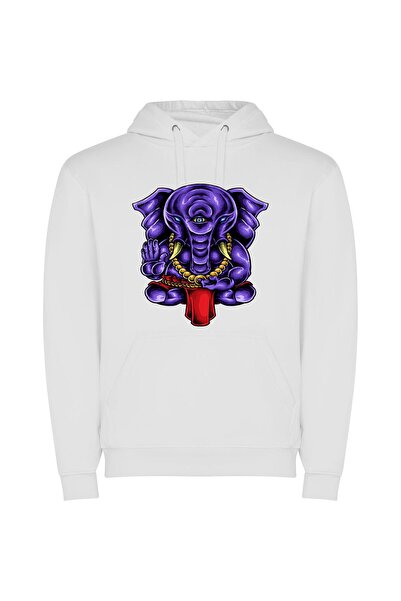 iLovePrints Colorful Ganesha: Majestic Elephant Φούτερ με κουκούλα σε χρώμα Λ...
