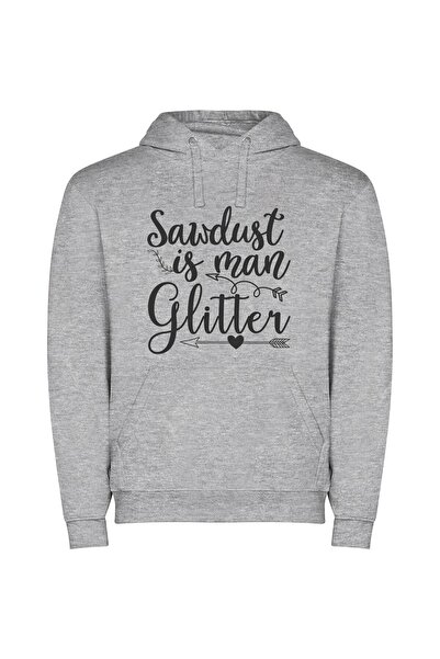 iLovePrints Glamorous Sandist Glitter Art Φούτερ με κουκούλα σε χρώμα Γκρι