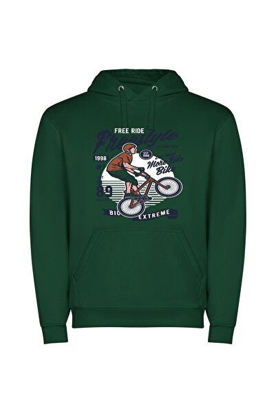 iLovePrints Bike Mania: Digital Chic Φούτερ με κουκούλα σε χρώμα Πράσινο