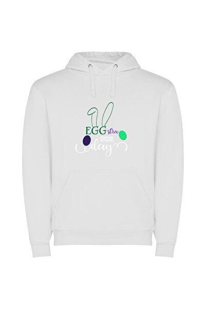iLovePrints Eggsquisite Easter Delight Φούτερ με κουκούλα σε χρώμα Λευκό