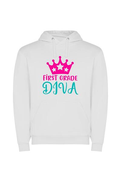 iLovePrints Glamorous Grade Diva Crown Φούτερ με κουκούλα σε χρώμα Λευκό