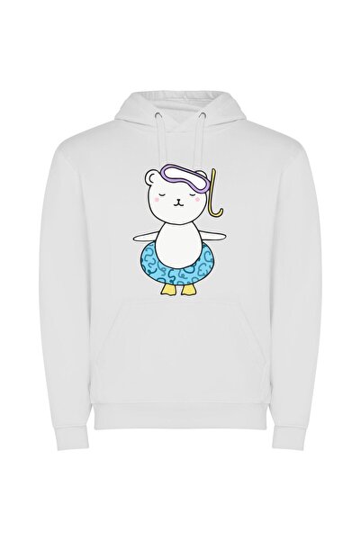 iLovePrints Dancing Water Bear Fiesta Φούτερ με κουκούλα σε χρώμα Λευκό