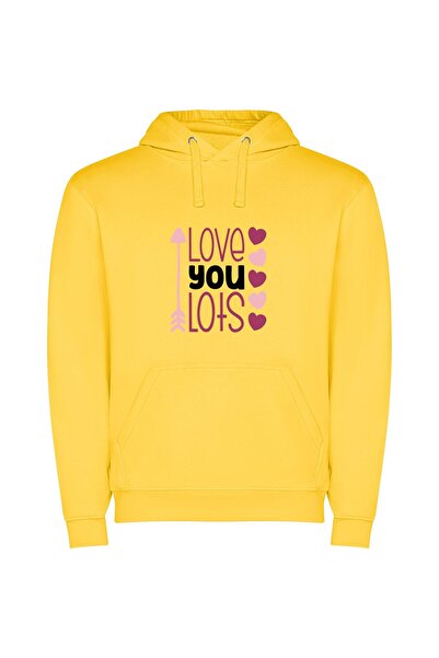 iLovePrints Heartfelt Lowres Love Arrow Φούτερ με κουκούλα σε χρώμα Κίτρινο