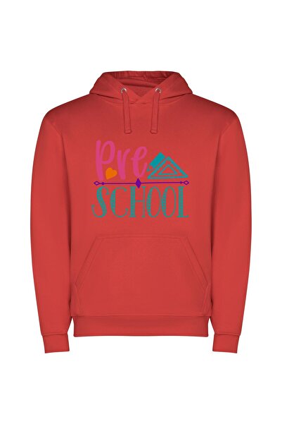 iLovePrints School Love Arrow Φούτερ με κουκούλα σε χρώμα Κόκκινο