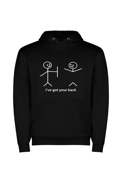 iLovePrints Back to Back Hero Φούτερ με κουκούλα σε χρώμα Μαύρο