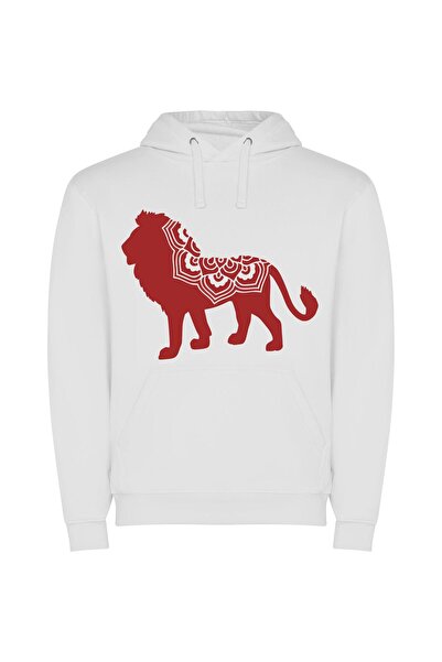 iLovePrints Fiery Mane Illustrator Portrait Φούτερ με κουκούλα σε χρώμα Λευκό
