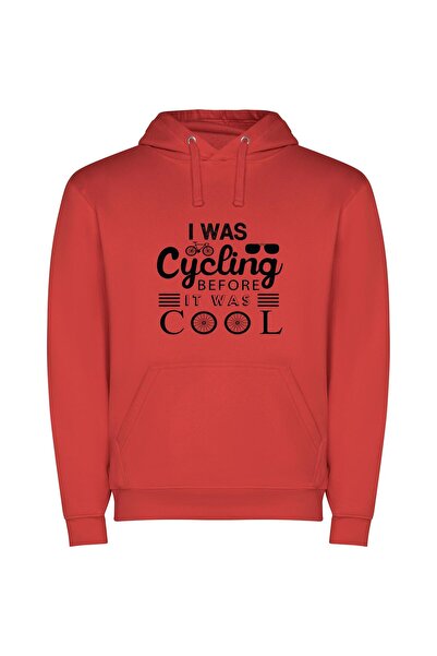iLovePrints Cool Cycles, Hot Trend Φούτερ με κουκούλα σε χρώμα Κόκκινο