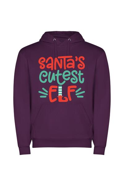 iLovePrints Super Cute Santa's Elf Φούτερ με κουκούλα σε χρώμα Μωβ