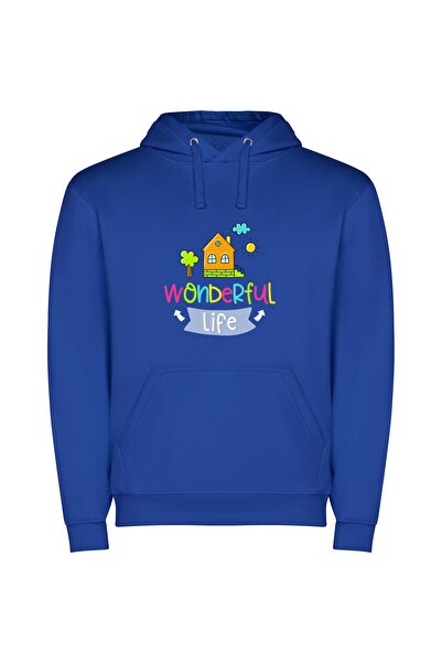 iLovePrints Whimsical Home Oasis Φούτερ με κουκούλα σε χρώμα Μπλε