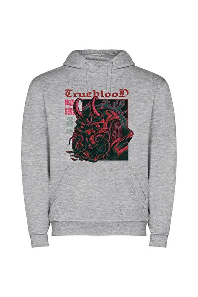 iLovePrints Seductively Sinister Samurai Shadow Φούτερ με κουκούλα σε χρώμα Γκρι
