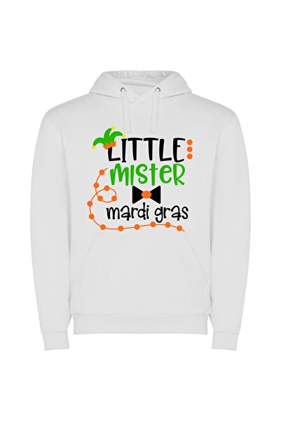 iLovePrints Mardi Gras Mini Jester Φούτερ με κουκούλα σε χρώμα Λευκό