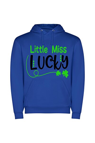 iLovePrints Lively Little Miss Fortune Φούτερ με κουκούλα σε χρώμα Μπλε