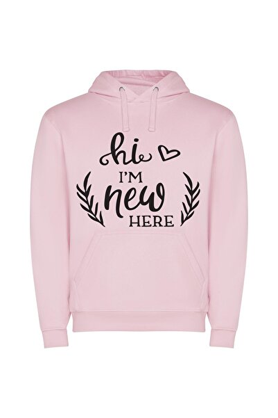 iLovePrints New Love, Hand-drawn Bliss Φούτερ με κουκούλα σε χρώμα Ροζ
