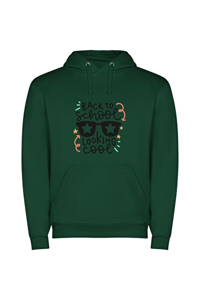 iLovePrints Stylish Back to School Φούτερ με κουκούλα σε χρώμα Πράσινο