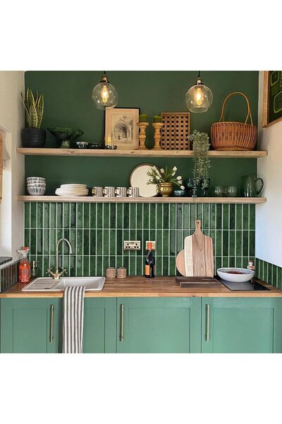 Alwayspon Self Adhesive 3D Wall Tile Stickers 12x12 Inch Green 10 Sheets Peel...