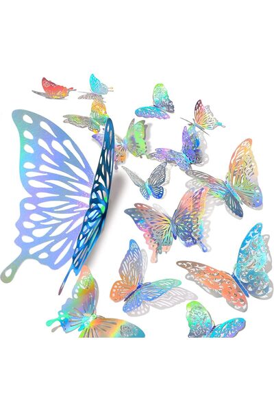 SYOSI Removable 3D Shiny Sliver Wall Stickers Decals with Set, 60 Pieces