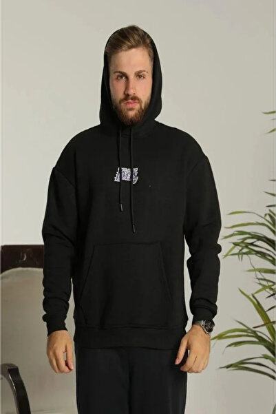 UFC 1985 TOP BRAND Men's Printed Oversize Three-Thread Hooded Sweatshirt - Black