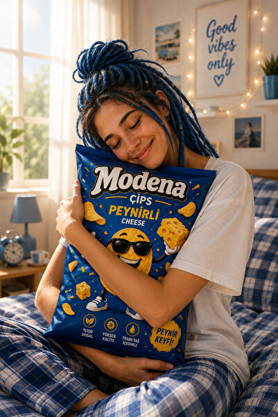 Modena Cips Paket Tasarımlı Acılı Dekoratif Kırlent Kılıfı 35x50 cm Dijital B...