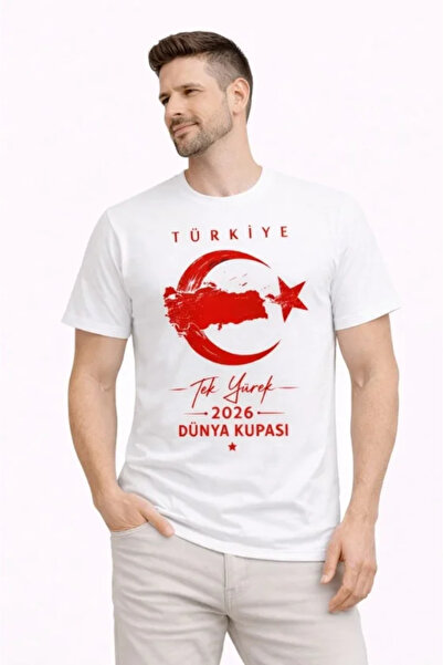 Modayakamoz Men's Turkey Moon Star Printed Fan Jersey T-Shirt - White