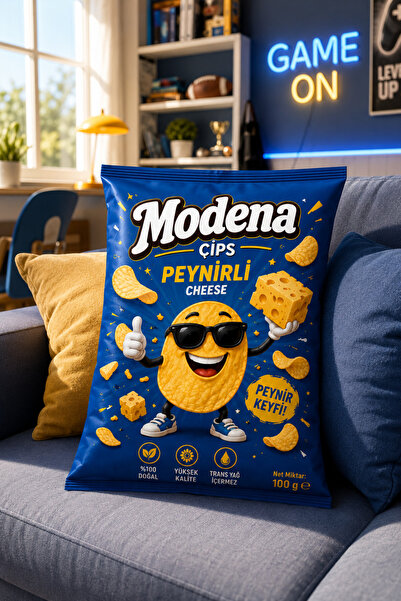 Modena Cips Paket Tasarımlı Acılı Dekoratif İç Dolgulu Kırlent 35x50 cm Dijit...