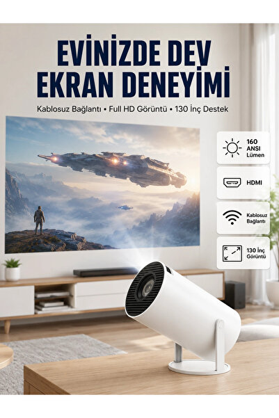 teknotrust جهاز عرض بدقة 4K متوافق مع دقة Full HD مقاس 130 بوصة مع إمكانية ال...
