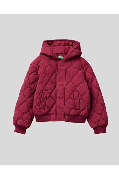 United Colors of Benetton Benetton Kız Çocuk Kapüşonlu Kapitone Mont 6-14 Yaş...
