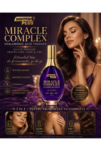 Softto Plus Complex Miraculos – Ulei cu Acid Hialuronic pentru Față, Corp și Păr, 120 ml