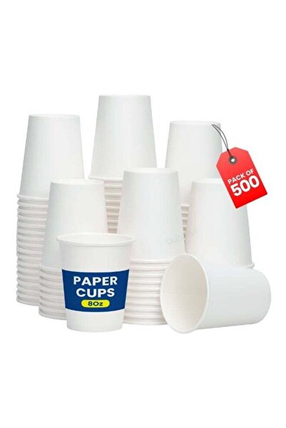Duravel 500 x 8oz Disposable White Cups Hot & Cold Drinks Perfect for Your Ho...