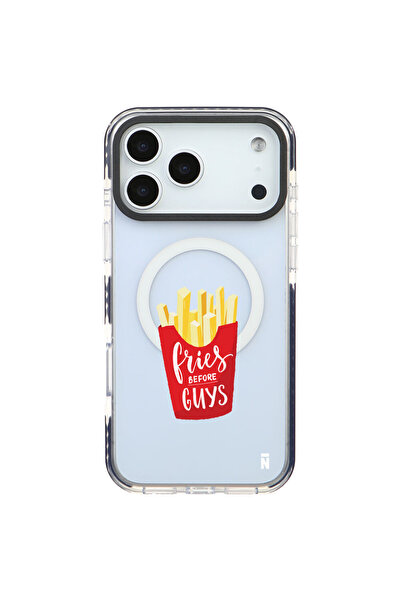 Casen iPhone 17 Pro Yanları Siyah Magsafe Arty Şeffaf Fries Before Patates Ta...