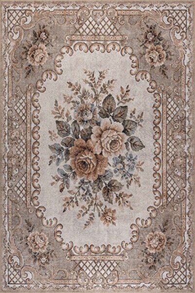 ARTLOOP Florart Vizon Krem Vintage Goblen Çiçekli Klasik Desenli Dokuma Taban...
