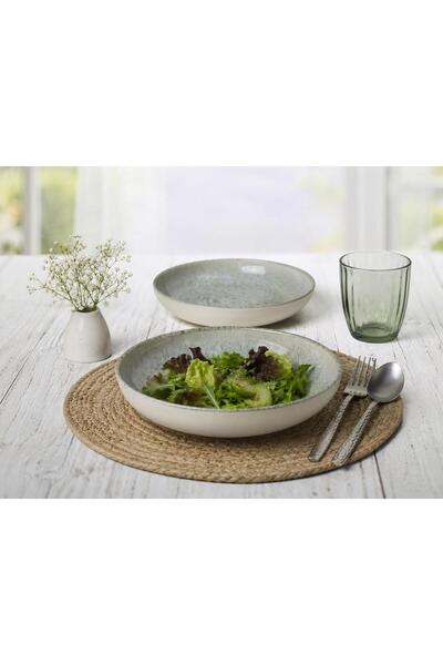 Keramika Nordic 20cm Food-Salad Plate Cream Green 2-Pack 22231