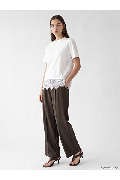 LC Waikiki Brown Regular Fit Modal Blend Women's Pleated Trousers