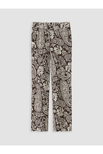 LC Waikiki Brown Patterned Women's Trousers with Elastic Waist