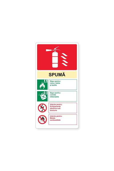PAS Autocolant cu instrucțiuni pentru stingătorul cu spumă, PVC autoadeziv, 2...
