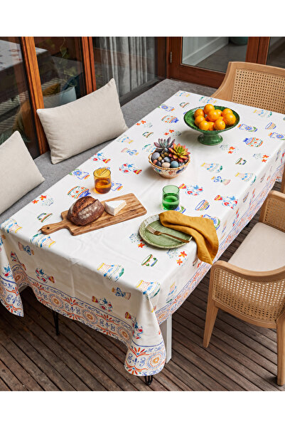 tarzınısec Choose Your Style Mediterranean Mosaic Pattern Stain-Resistant Tablecloth 155 X 180 cm
