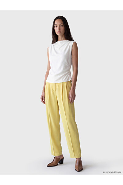 LC Waikiki Yellow Elastic Waist Carrot Cut Women's Trousers