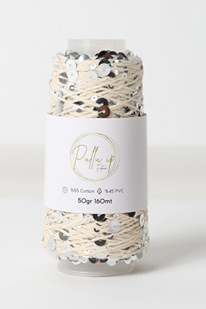 FATMA PULLU İP Sequin Yarn 160 Meters in 50 Gram Skeins Sequin Size: 3Mm+6Mm