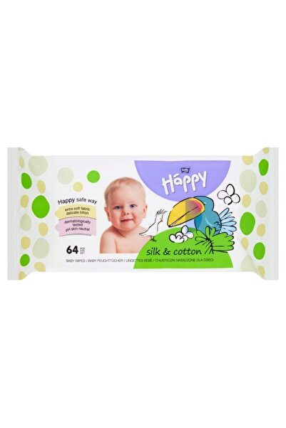 Happy Wet Wipes, Happy, 64 pcs Silk and Cotton