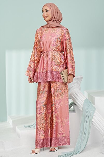 İmajButik Powder Patterned Tunic and Trousers Set