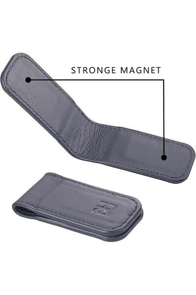 GH GOLD HORSE Slim Magnetic Money Clip Genuine Leather Business Card Holder f...
