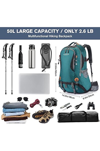 G4Free 50L Backpack Hiking Waterproof with Rain Cover Backpack Mountaineering...