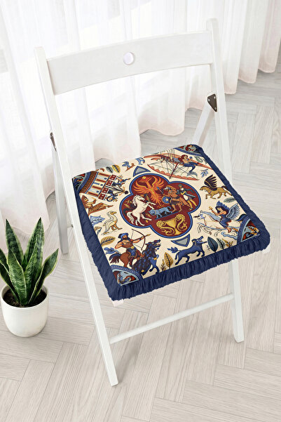 Realhomes Mythological Horse Warrior and Winged Figure Patterned Fringed Zipp...