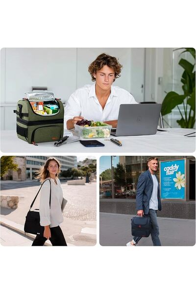 mier Dual Compartment Lunch Bag Tote with Shoulder Strap for Men and Women In...