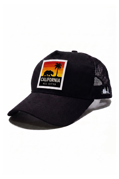 All citys California Printed Mesh Baseball Cap with Interchangeable Patch