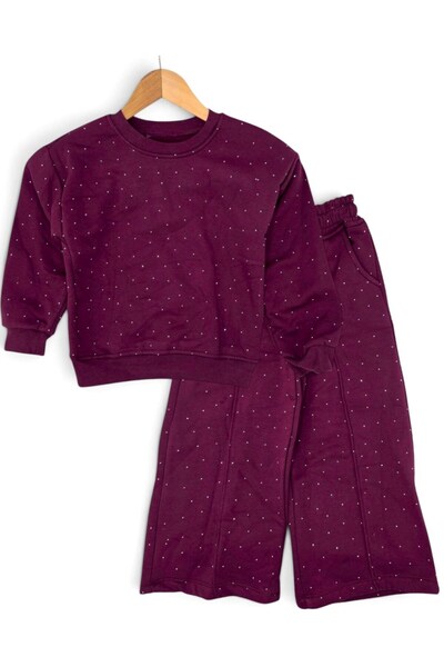 Egelite Girl's Stoned Winter 3-Threaded Cotton Set, 5-6-7-8-9-10 Years Old, W...
