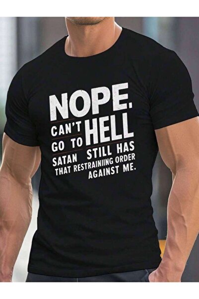21JNRY تي شيرت رجالي مطبوع عليه NOPE NOT GOING TO HELL - تي شيرت كاجوال مريح ...