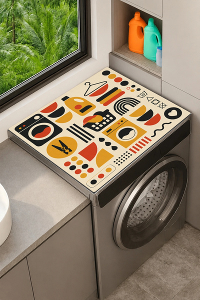 Valerine Life Clothes Dryer Top Organizer Mat Liquid-Proof Cover Retro Drum