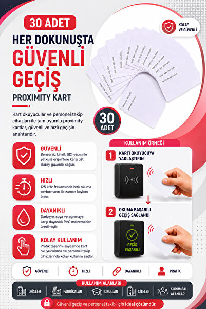 Proximity 125 Khz Personel Kartı - 30 Adet